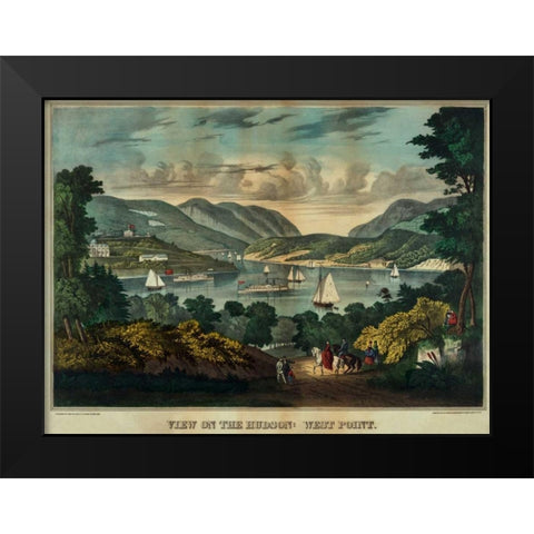 View on the Hudson - West Point Black Modern Wood Framed Art Print by Unknown