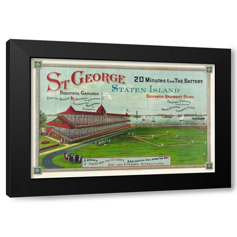 Baseball game being played at St. George Park Black Modern Wood Framed Art Print with Double Matting by Unknown