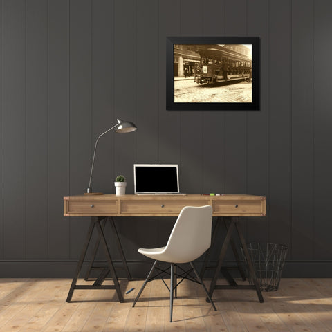 Flipping Cars. Location: Boston, Massachusetts. Black Modern Wood Framed Art Print by Unknown