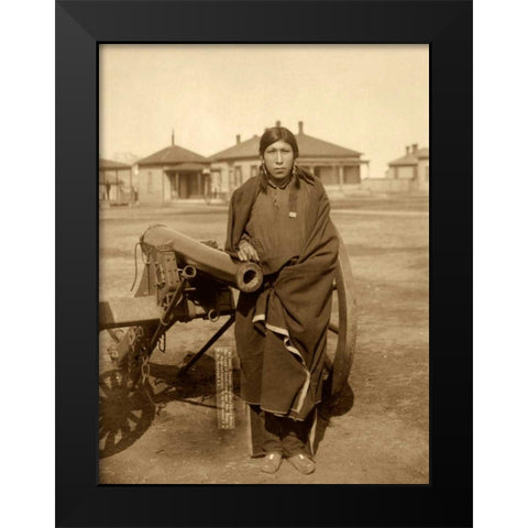 Oglala Sioux Plenty Horse Next to Cannon Black Modern Wood Framed Art Print by Grabill, John C.H.