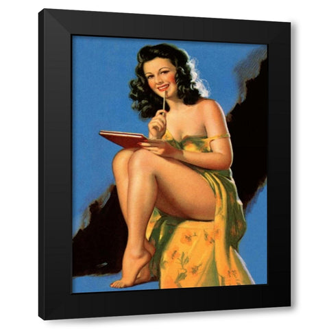 Drawing Looks Black Modern Wood Framed Art Print with Double Matting by Unknown