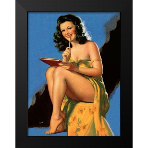 Drawing Looks Black Modern Wood Framed Art Print by Unknown