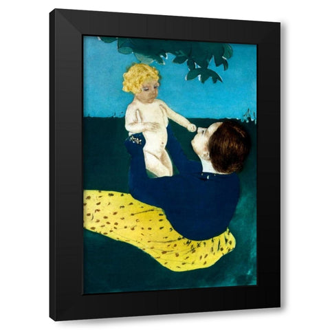 Under the Horse Chestnut Tree Black Modern Wood Framed Art Print with Double Matting by Cassatt, Mary