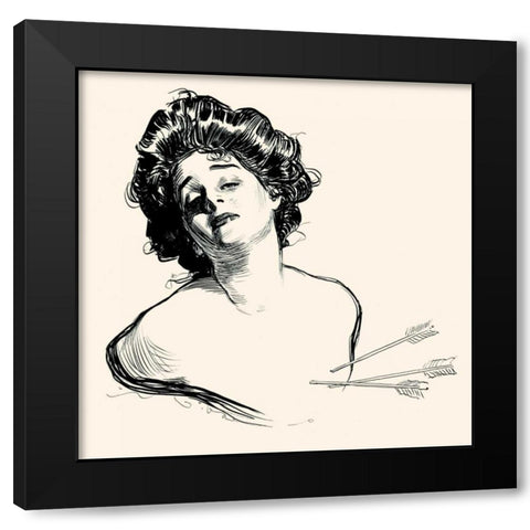Pierced in the Heart Black Modern Wood Framed Art Print by Gibson, Charles Dana