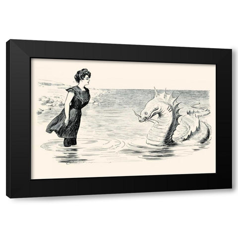 No Wonder The Sea Serpent Frequents our Coast Black Modern Wood Framed Art Print with Double Matting by Gibson, Charles Dana