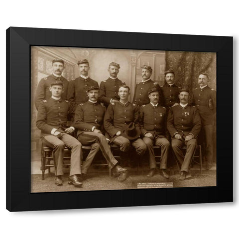 Officers of the 9th Cavalry Black Modern Wood Framed Art Print by Grabill, John C.H.