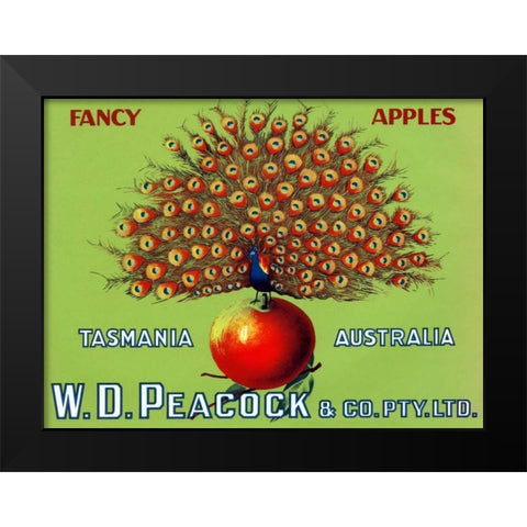 W.D. Peacock Fancy Apples Black Modern Wood Framed Art Print by Retrolabel
