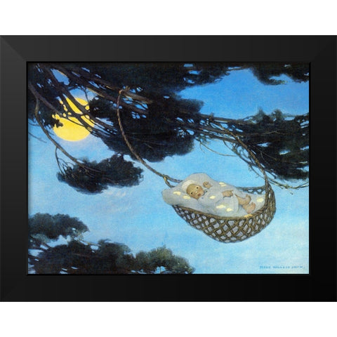 Boy in Hassoc Tree Black Modern Wood Framed Art Print by Smith, Jesse Willcox