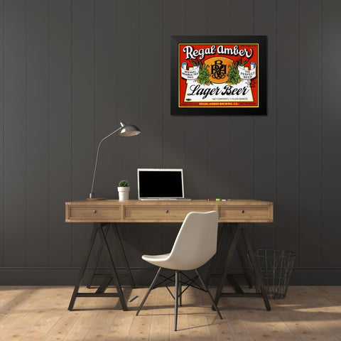 Regal-Amber Lager Beer Black Modern Wood Framed Art Print by Vintage Booze Labels