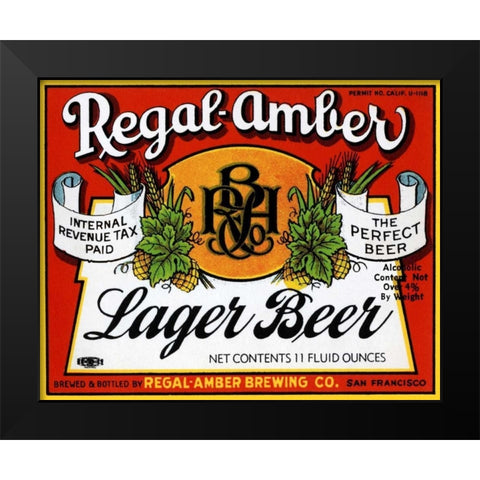 Regal-Amber Lager Beer Black Modern Wood Framed Art Print by Vintage Booze Labels
