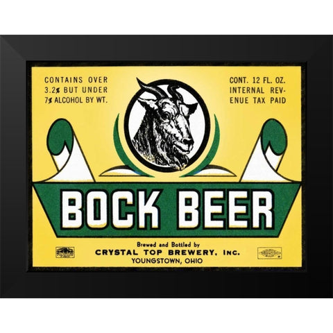 Bock Beer Black Modern Wood Framed Art Print by Vintage Booze Labels