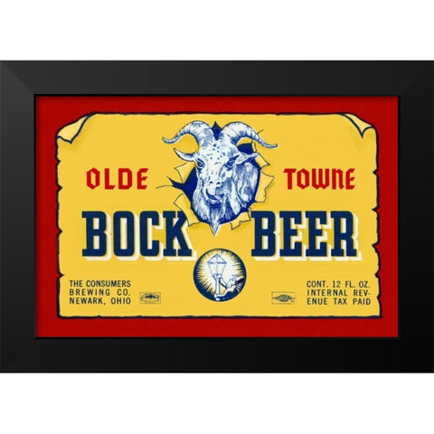Olde Towne Bock Beer Black Modern Wood Framed Art Print by Vintage Booze Labels