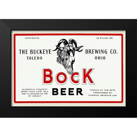 Bock Beer Black Modern Wood Framed Art Print by Vintage Booze Labels