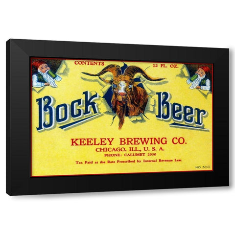 Bock Beer Black Modern Wood Framed Art Print by Vintage Booze Labels