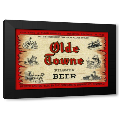 Olde Towne Pilsner Beer Black Modern Wood Framed Art Print by Vintage Booze Labels