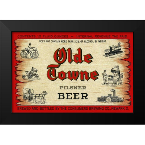 Olde Towne Pilsner Beer Black Modern Wood Framed Art Print by Vintage Booze Labels