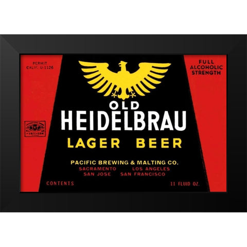 Old Heidelbrau Lager Beer Black Modern Wood Framed Art Print by Vintage Booze Labels