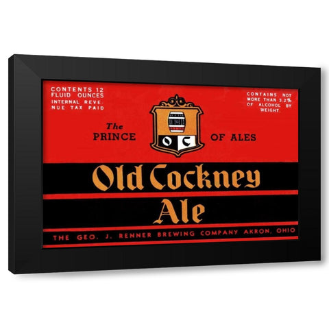 Old Cockney Ale Black Modern Wood Framed Art Print by Vintage Booze Labels