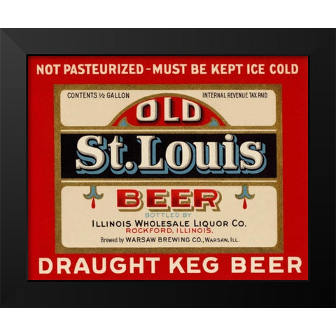 Old St. Louis Beer Black Modern Wood Framed Art Print by Vintage Booze Labels