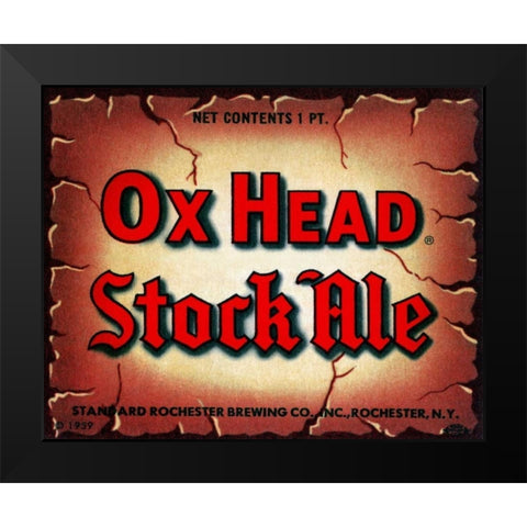 Ox Head Stock Ale Black Modern Wood Framed Art Print by Vintage Booze Labels