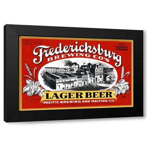 Fredericksburg Brewing Co.s Lager Beer Black Modern Wood Framed Art Print with Double Matting by Vintage Booze Labels