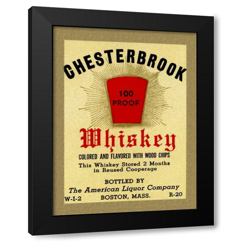 Chesterbrook Whiskey Black Modern Wood Framed Art Print with Double Matting by Vintage Booze Labels
