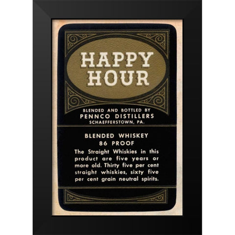 Happy Hour Blended Whiskey Black Modern Wood Framed Art Print by Vintage Booze Labels