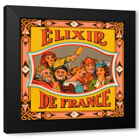 Elixir de France Black Modern Wood Framed Art Print with Double Matting by Vintage Booze Labels