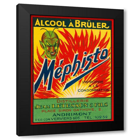 Mephisto - Alcool A Bruler Black Modern Wood Framed Art Print by Vintage Booze Labels