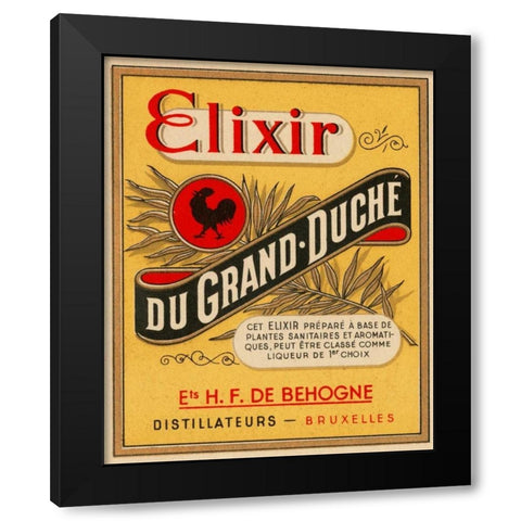 Elixir du Grand - Duche Black Modern Wood Framed Art Print with Double Matting by Vintage Booze Labels