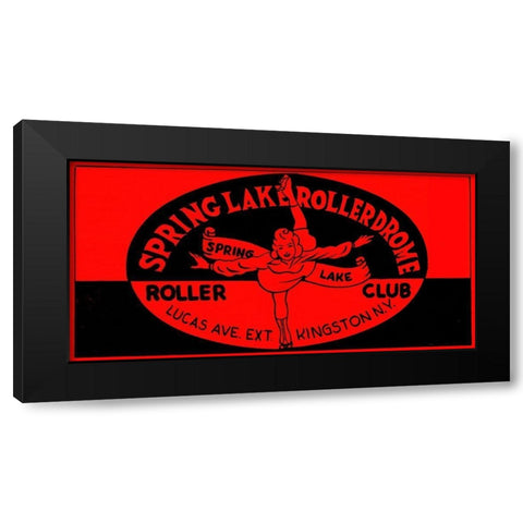 Spring Lake Rollerdome Roller Club Black Modern Wood Framed Art Print by Retrorollers