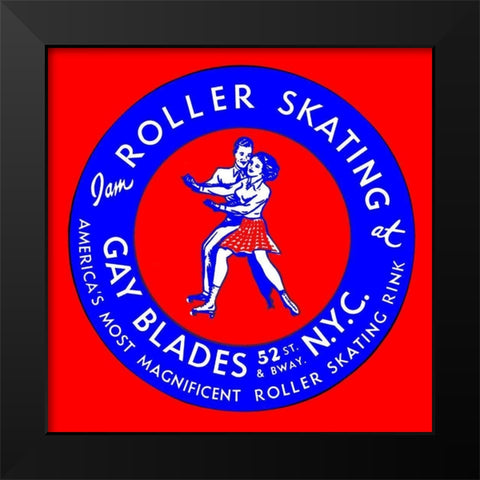 Gay Blades Roller Skating NYC Black Modern Wood Framed Art Print by Retrorollers
