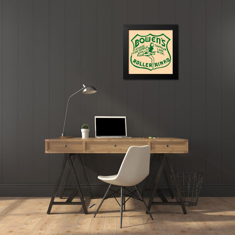 Bowens Roller Rinks Black Modern Wood Framed Art Print by Retrorollers