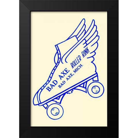 Bad Axe Roller Rink Black Modern Wood Framed Art Print by Retrorollers