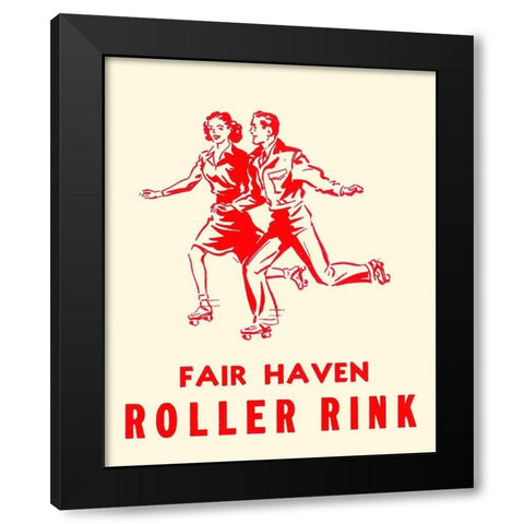 Fair Haven Roller Rink Black Modern Wood Framed Art Print by Retrorollers