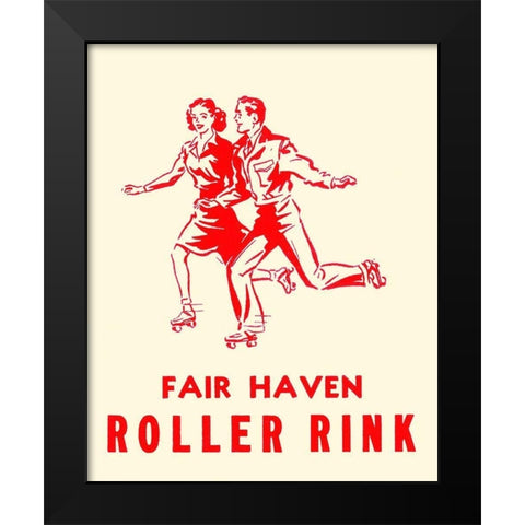 Fair Haven Roller Rink Black Modern Wood Framed Art Print by Retrorollers