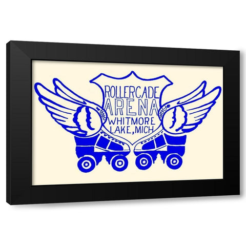 Rollercade Arena Black Modern Wood Framed Art Print by Retrorollers