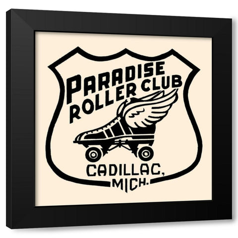 Paradise Roller Club Black Modern Wood Framed Art Print by Retrorollers