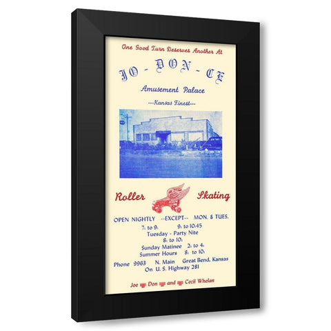 Jo-Don-Ce Amusement Palace Roller Skating Black Modern Wood Framed Art Print with Double Matting by Retrorollers