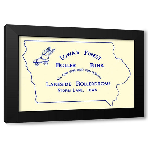 Iowas Finest Roller Rink Black Modern Wood Framed Art Print with Double Matting by Retrorollers