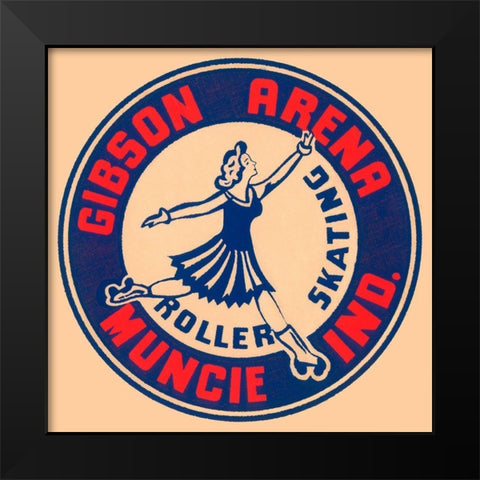 Gibson Arena Roller Skating Black Modern Wood Framed Art Print by Retrorollers
