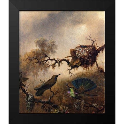 White Vented Violet Ear Black Modern Wood Framed Art Print by Heade, Martin Johnson