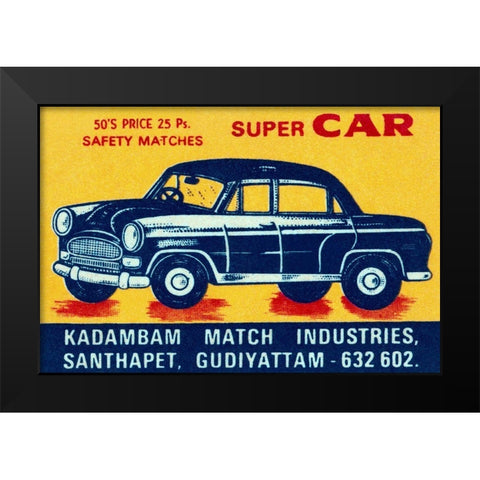 Super Car Matches Black Modern Wood Framed Art Print by Phillumenart
