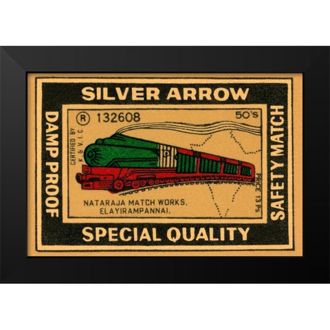 Silver Arrow Safety Matches Black Modern Wood Framed Art Print by Phillumenart