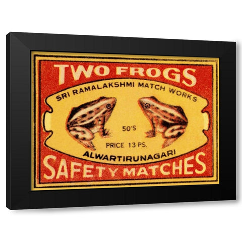 Two Frogs Safety Matches Black Modern Wood Framed Art Print with Double Matting by Phillumenart