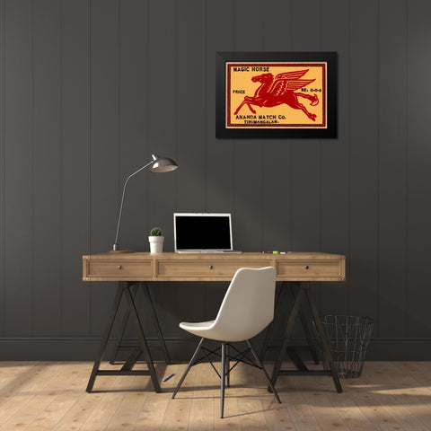 Magic Horse Matches Black Modern Wood Framed Art Print by Phillumenart