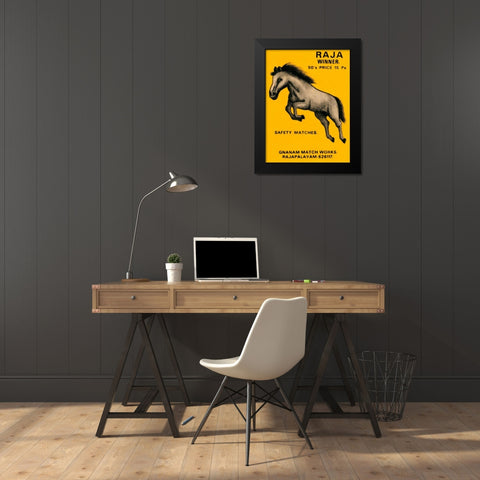 Raja Winner Safety Matches Black Modern Wood Framed Art Print by Phillumenart