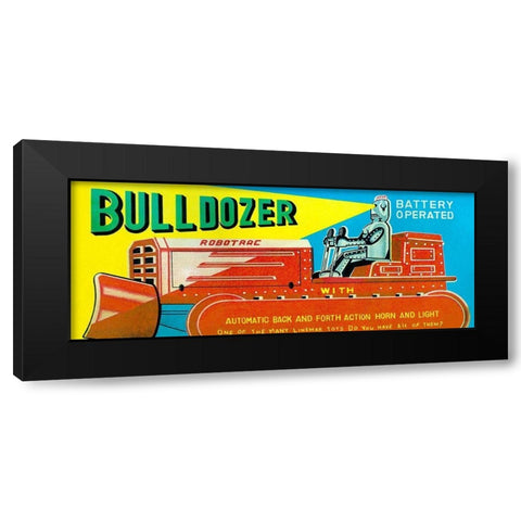 Robotrac Bulldozer Black Modern Wood Framed Art Print with Double Matting by Retrotrans