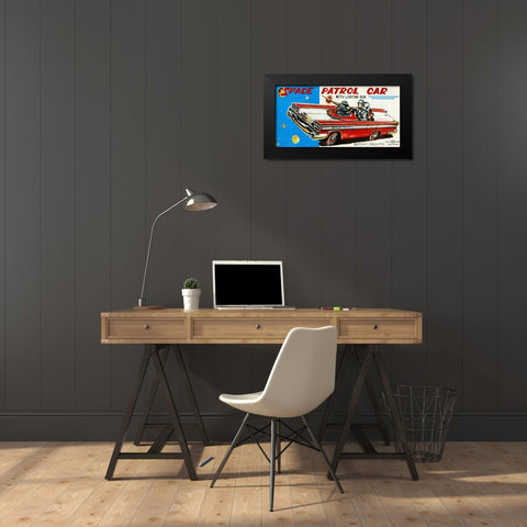 Space Patrol Car Black Modern Wood Framed Art Print by Retrotrans