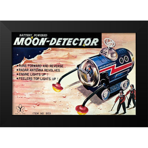 Moon-Detector Black Modern Wood Framed Art Print by Retrotrans